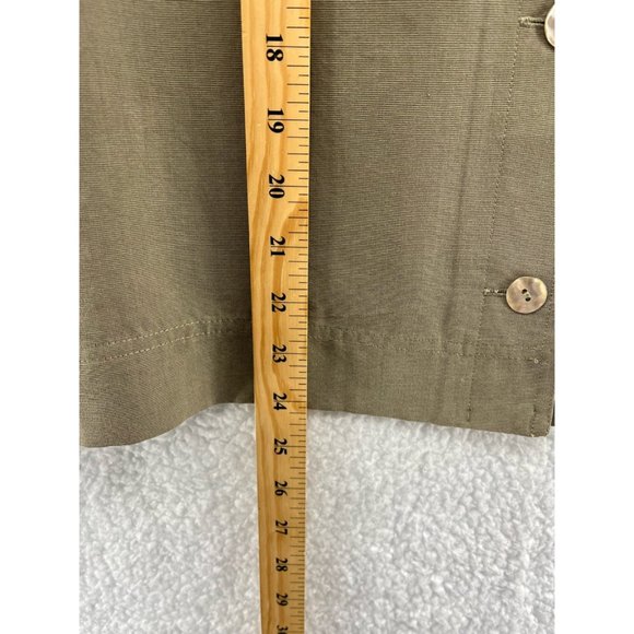 Sigrid Olsen Womens Button Front Shirt Green Long Sleeve Collared Pockets L - Picture 3 of 8